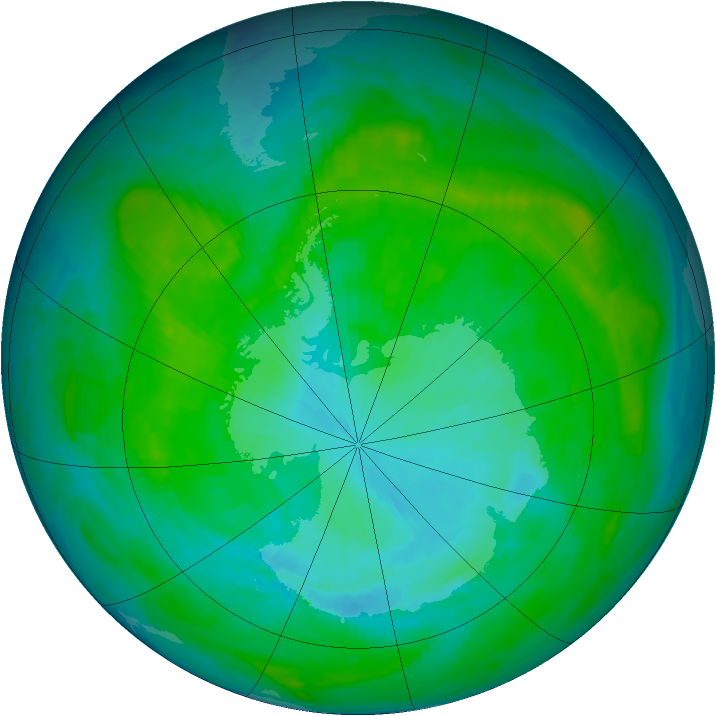 Antarctic ozone map for 18 January 1987